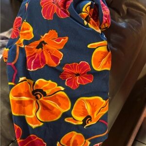 LuLaRoe Floral Leggings - Orange and Blue